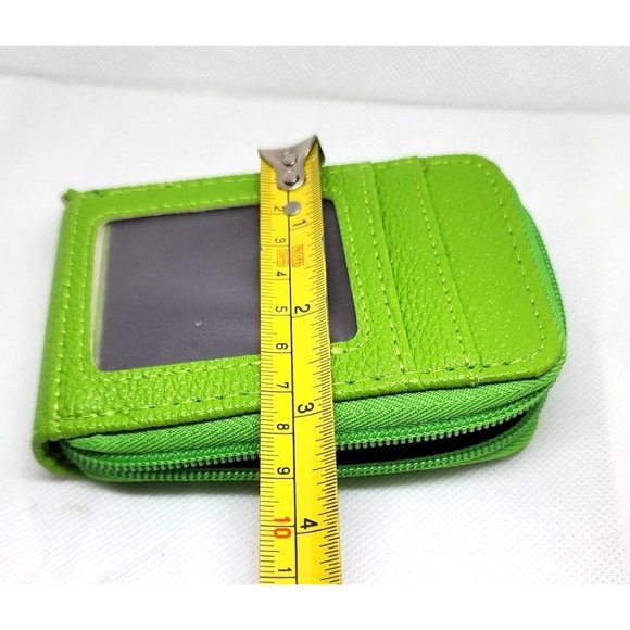 Green Mini Credit Card Case - Multi Card Slot Card Holder Wallet with ID Window - Picture 3 of 13